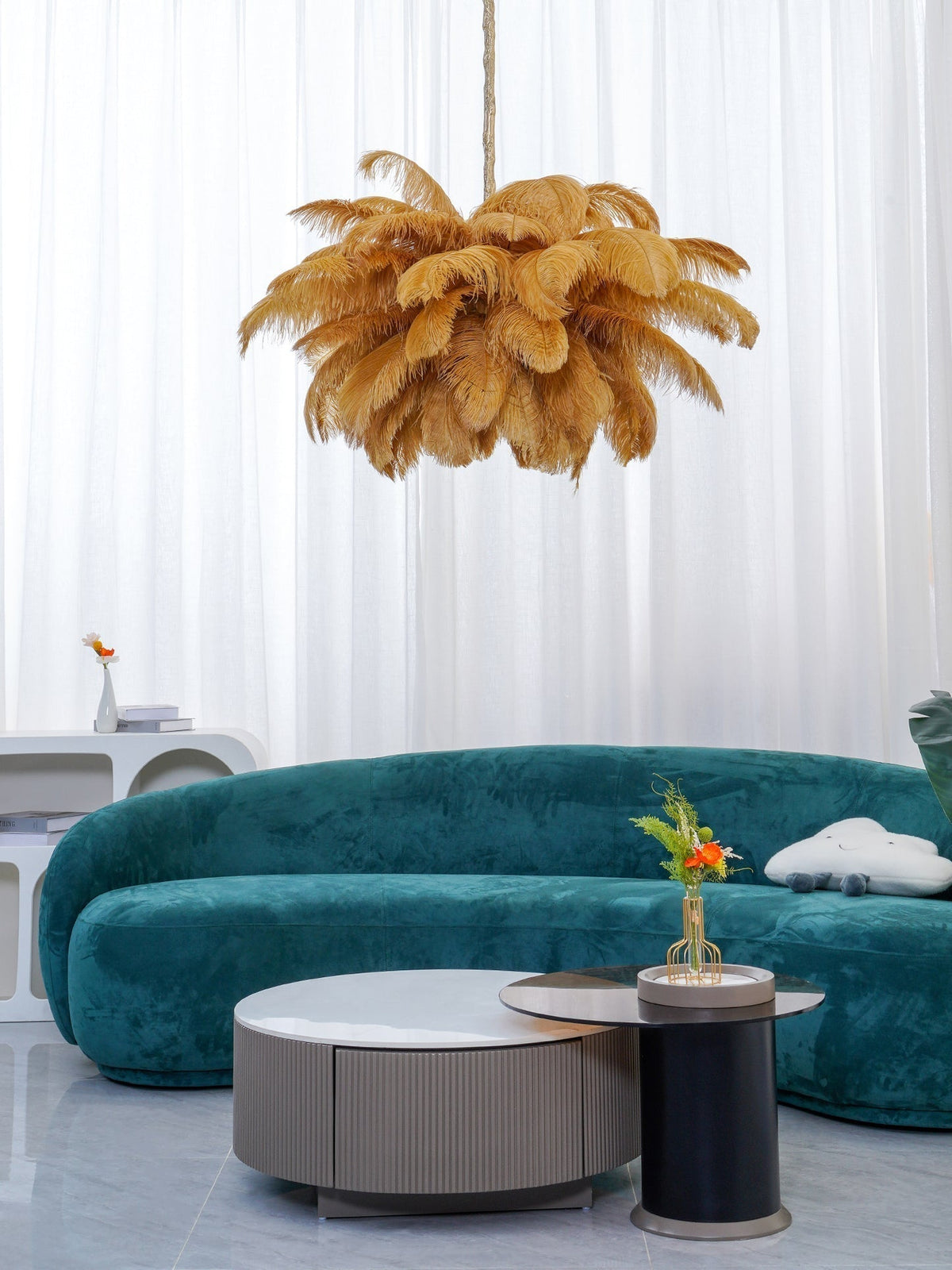 Ostrich Feather Pendant Lamp