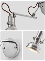 Otto Swing Arm Wall Sconce with Adjustable Metal Arm and Glass Shade
