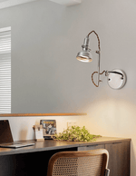 Otto Swing Arm Wall Sconce with Adjustable Metal Arm and Glass Shade