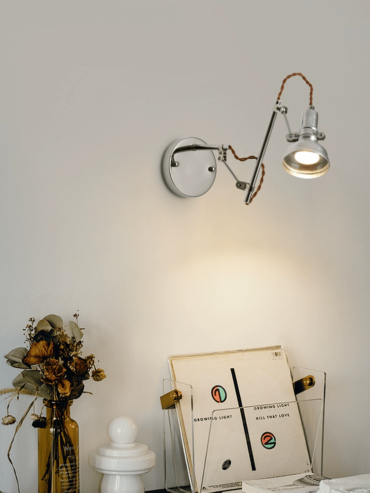 Otto Swing Arm Wall Sconce with Adjustable Metal Arm and Glass Shade