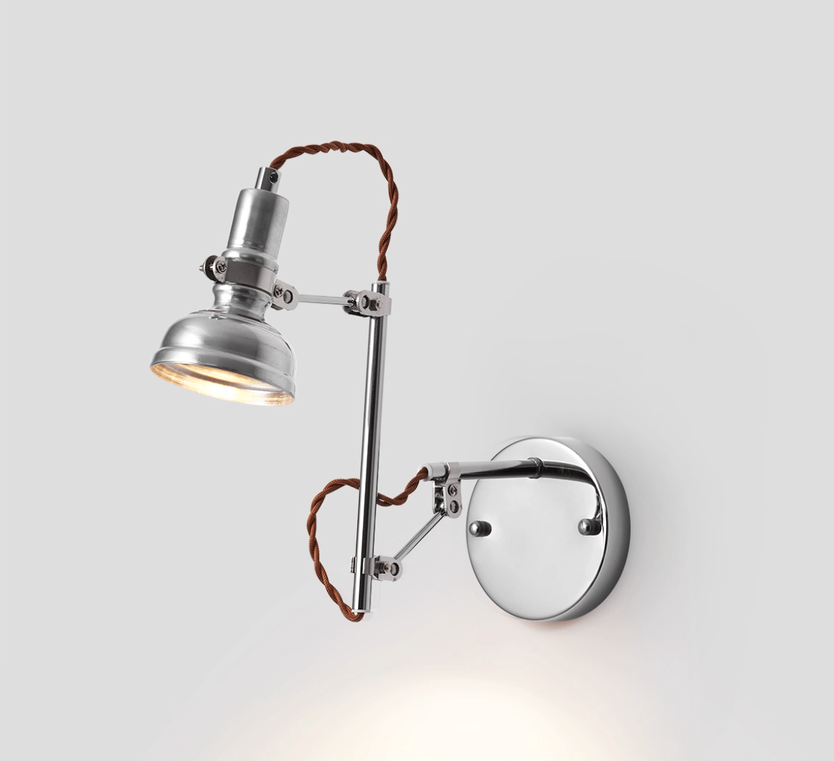 Otto Swing Arm Wall Sconce with Adjustable Metal Arm and Glass Shade
