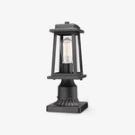 Classic Black Outdoor Lantern Post Light with Tempered Glass Shade