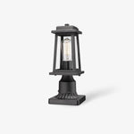 Classic Black Outdoor Lantern Post Light with Tempered Glass Shade