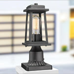 Classic Black Outdoor Lantern Post Light with Tempered Glass Shade