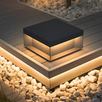 Square Led Hardwired Solar Outdoor Pier Mount Lantern Post Light Black