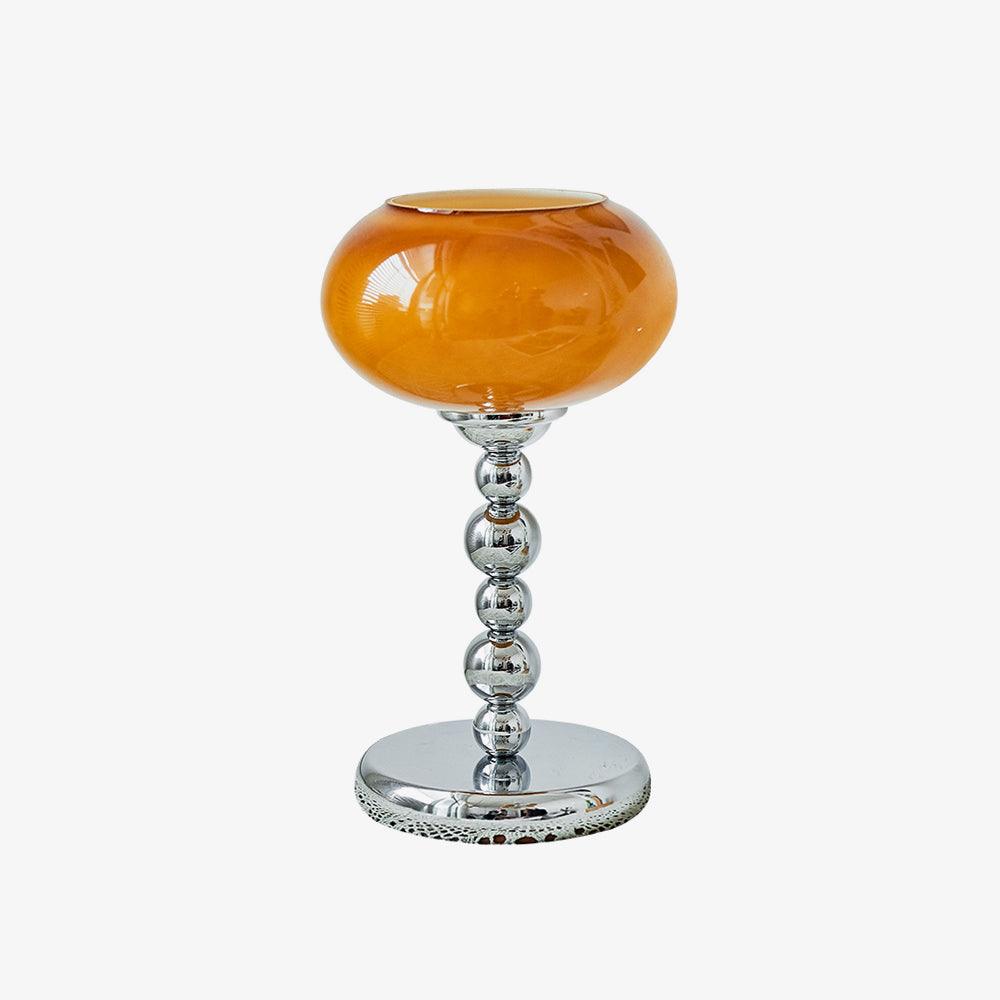 Oval Persimmon Table Lamp – Chrome & Glass, Mid-Century Modern Desk Light