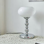 Oval Persimmon Table Lamp – Chrome & Glass, Mid-Century Modern Desk Light
