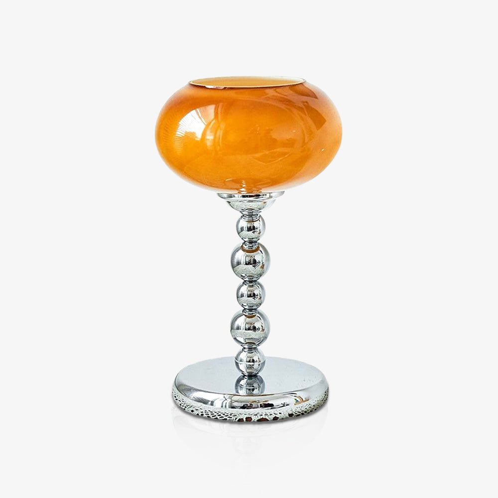 Oval Persimmon Table Lamp – Chrome & Glass, Mid-Century Modern Desk Light