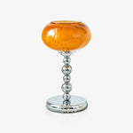 Oval Persimmon Table Lamp – Chrome & Glass, Mid-Century Modern Desk Light
