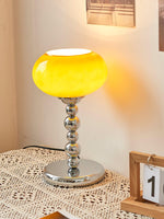 Oval Persimmon Table Lamp – Chrome & Glass, Mid-Century Modern Desk Light