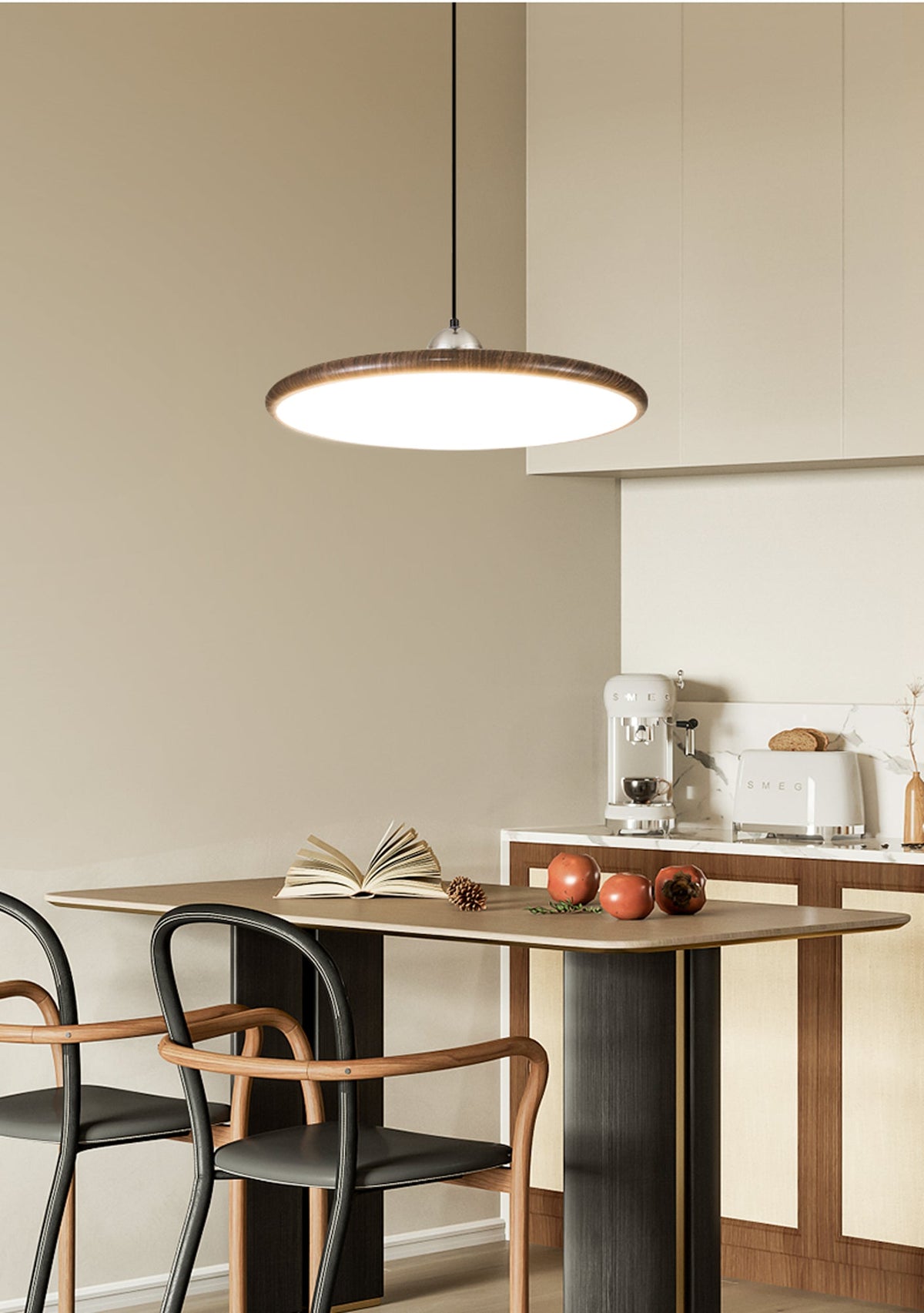 Ovalo Grain Pendant Light – Modern Wood Finish LED Hanging Lamp