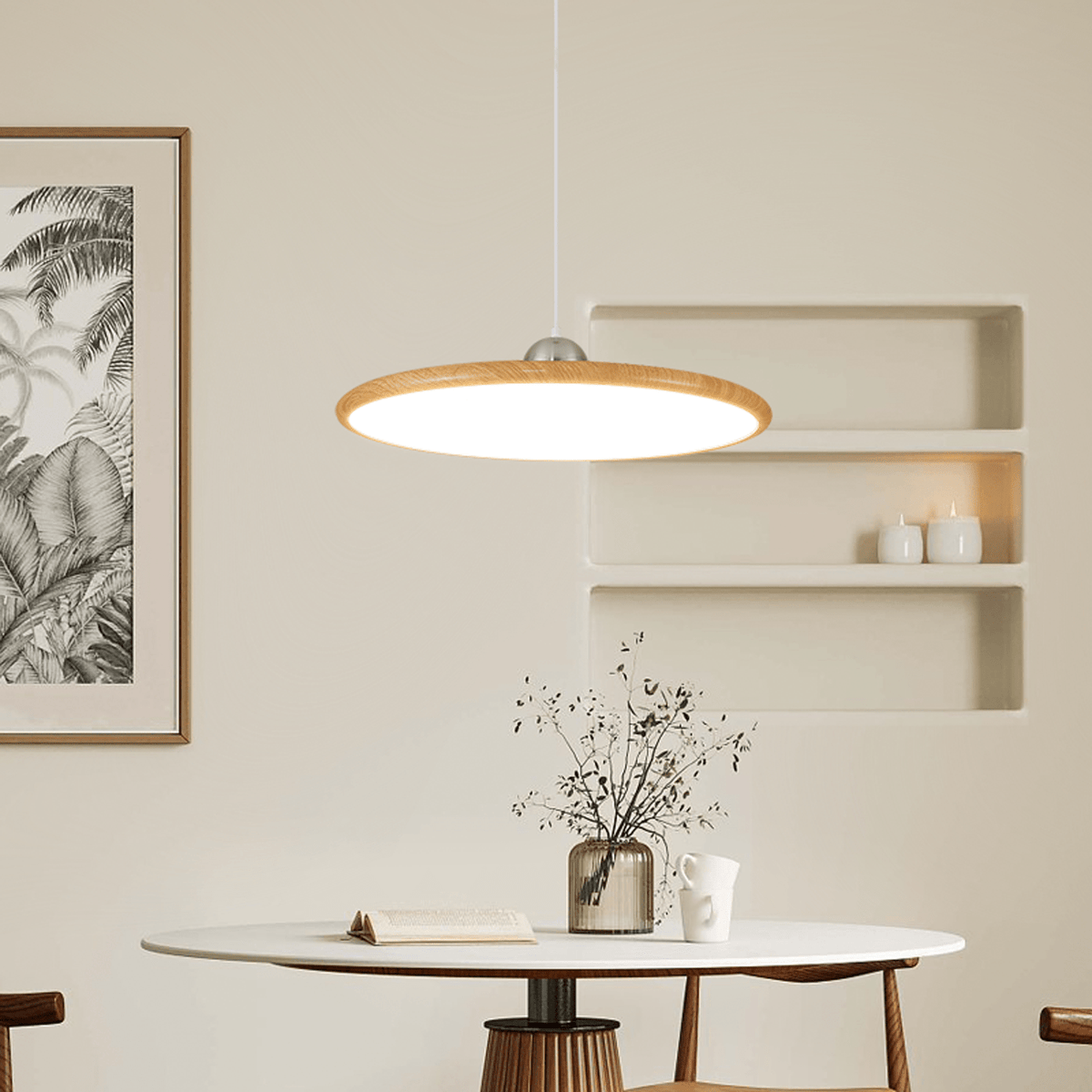 Ovalo Grain Pendant Light – Modern Wood Finish LED Hanging Lamp