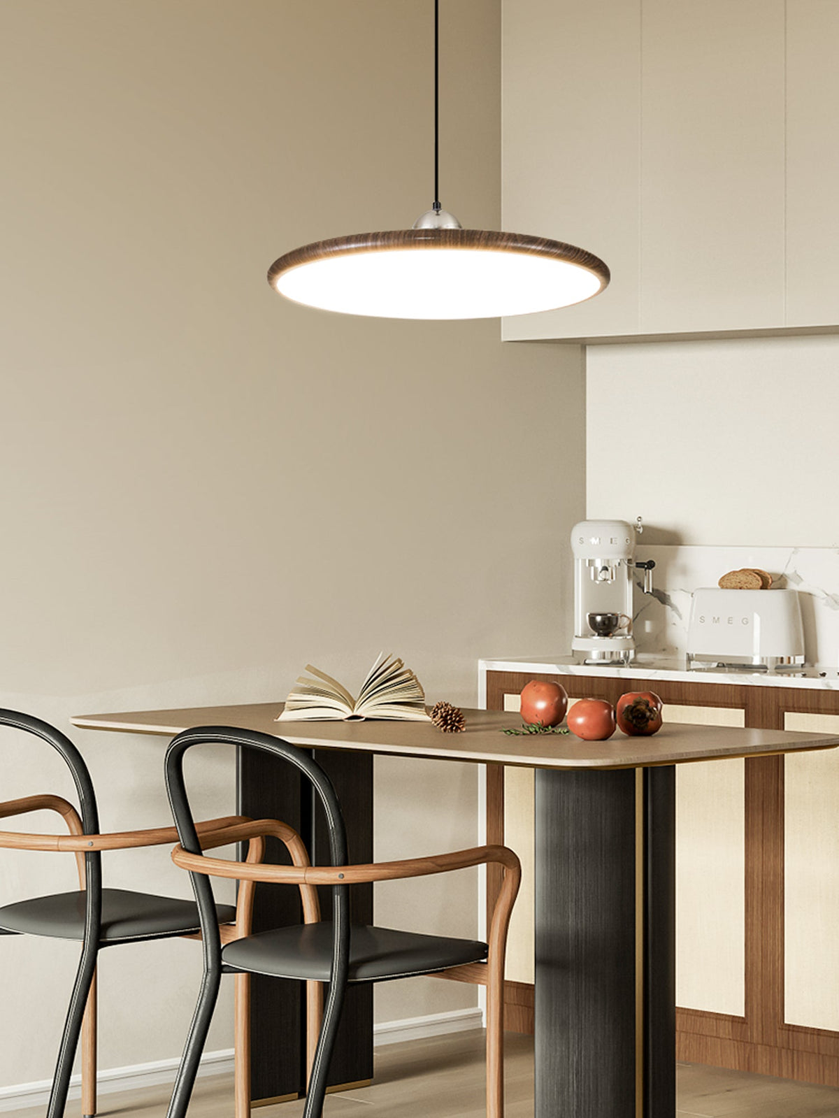 Ovalo Grain Pendant Light – Modern Wood Finish LED Hanging Lamp