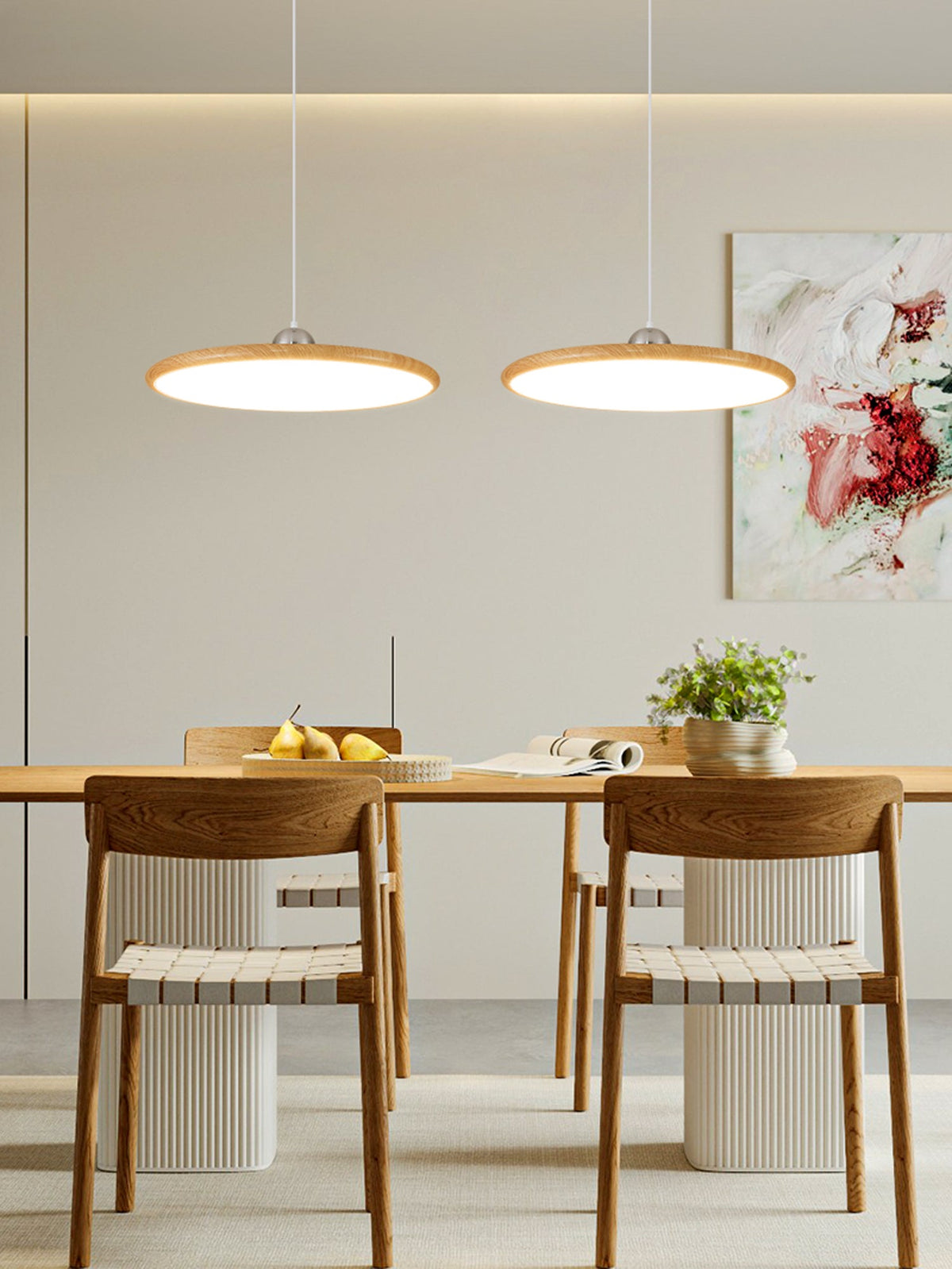 Ovalo Grain Pendant Light – Modern Wood Finish LED Hanging Lamp