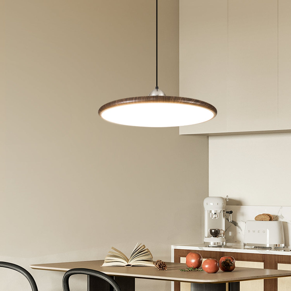 Ovalo Grain Pendant Light – Modern Wood Finish LED Hanging Lamp