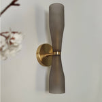 Ovalo Duo Modern Smoked Glass Wall Sconce with Brass Backplate