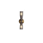 Ovalo Duo Modern Smoked Glass Wall Sconce with Brass Backplate