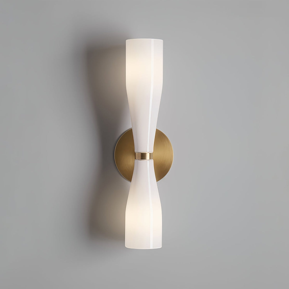 Ovalo Duo Modern Smoked Glass Wall Sconce with Brass Backplate