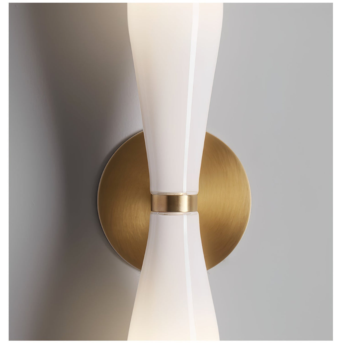 Ovalo Duo Modern Smoked Glass Wall Sconce with Brass Backplate
