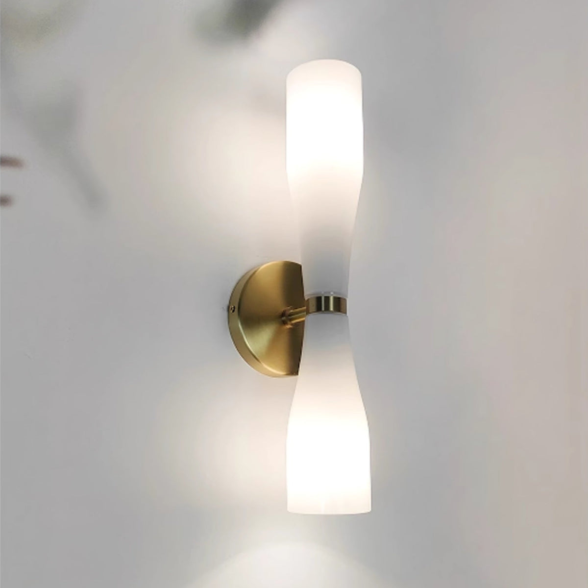 Ovalo Duo Modern Smoked Glass Wall Sconce with Brass Backplate