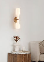 Ovalo Duo Modern Smoked Glass Wall Sconce with Brass Backplate