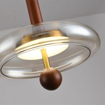 Ovalo Walnut Wood LED Pendant Light with Brass Accents