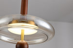 Ovalo Walnut Wood LED Pendant Light with Brass Accents