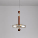 Ovalo Walnut Wood LED Pendant Light with Brass Accents