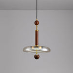 Ovalo Walnut Wood LED Pendant Light with Brass Accents