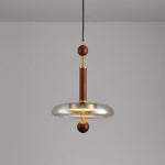 Ovalo Walnut Wood LED Pendant Light with Brass Accents