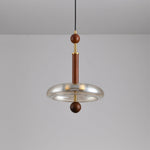 Ovalo Walnut Wood LED Pendant Light with Brass Accents