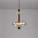 Ovalo Walnut Wood LED Pendant Light with Brass Accents