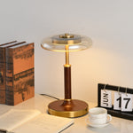 Ovalo Table Lamp with Glass Shade and Walnut Wood Base