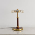 Ovalo Table Lamp with Glass Shade and Walnut Wood Base
