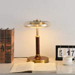 Ovalo Table Lamp with Glass Shade and Walnut Wood Base