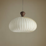 Ovola Pleated Pendant Light – Modern Wood & Fabric Drum Shade