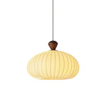 Ovola Pleated Pendant Light – Modern Wood & Fabric Drum Shade