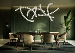 Pearl Drop Modern Glass Chandelier for Dining Room and Living Room
