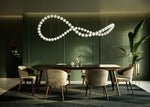 Pearl Drop Modern Glass Chandelier for Dining Room and Living Room