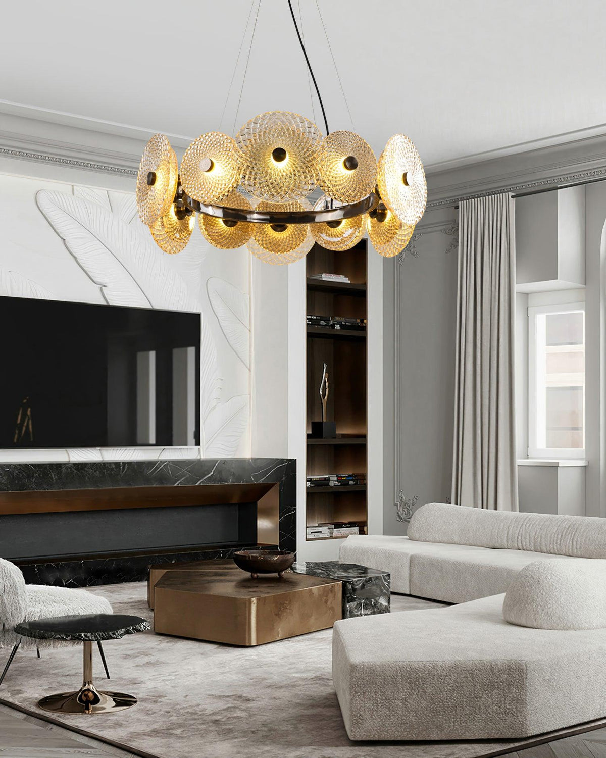 Paige Modern Crystal Glass Chandelier in Bronzed Iron for Dining Room and Foyer