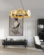 Paige Modern Crystal Glass Chandelier in Bronzed Iron for Dining Room and Foyer