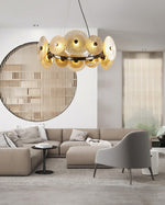 Paige Modern Crystal Glass Chandelier in Bronzed Iron for Dining Room and Foyer