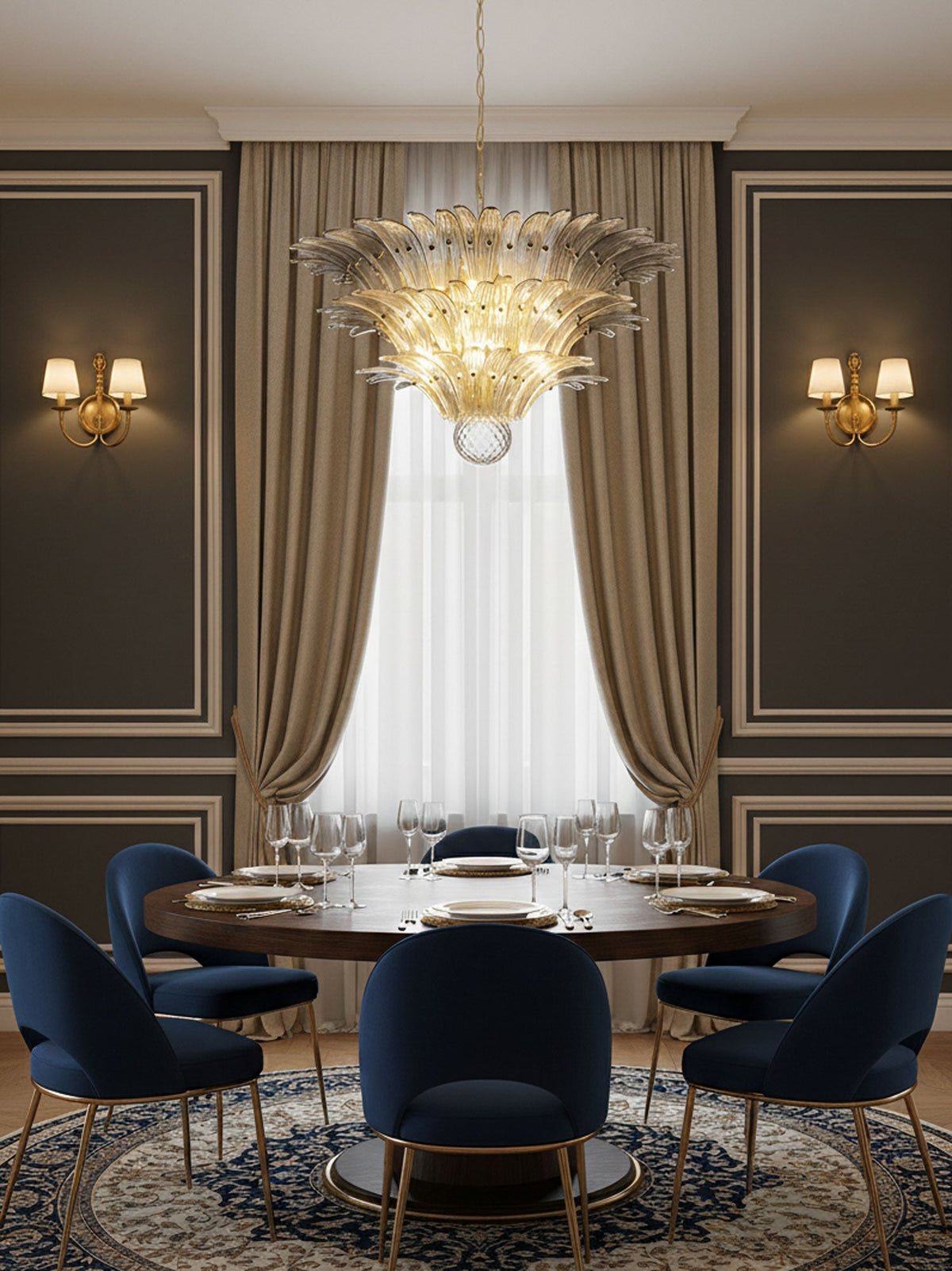 Palm Grove Glass Chandelier – Handcrafted Murano-Style Pendant Light for Dining & Living Rooms