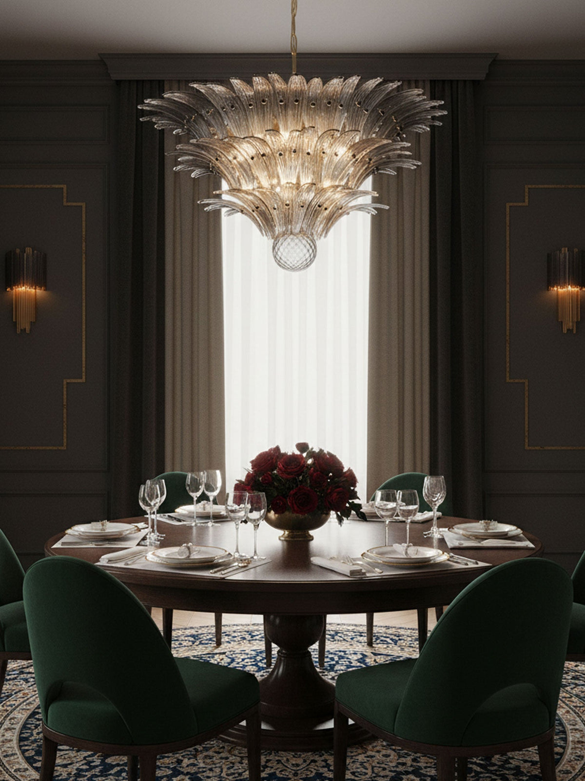 Palm Grove Glass Chandelier – Handcrafted Murano-Style Pendant Light for Dining & Living Rooms