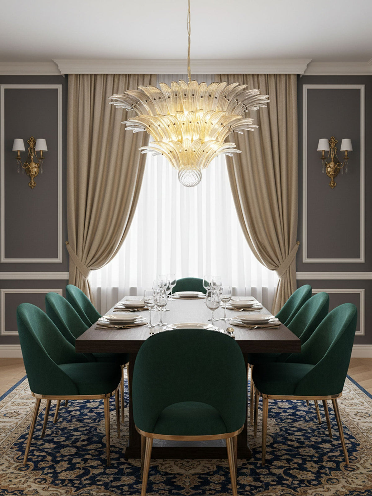 Palm Grove Glass Chandelier – Handcrafted Murano-Style Pendant Light for Dining & Living Rooms