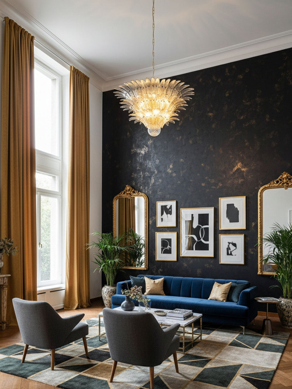 Palm Grove Glass Chandelier – Handcrafted Murano-Style Pendant Light for Dining & Living Rooms