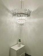 Palm Leaves Murano Transparent Glass Chandelier