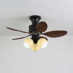 Palm Leaf Ceiling Fan Light with Frosted Globes, 32"