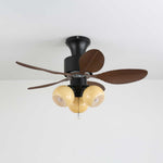 Palm Leaf Ceiling Fan Light with Frosted Globes, 32"