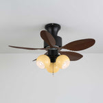 Palm Leaf Ceiling Fan Light with Frosted Globes, 32"